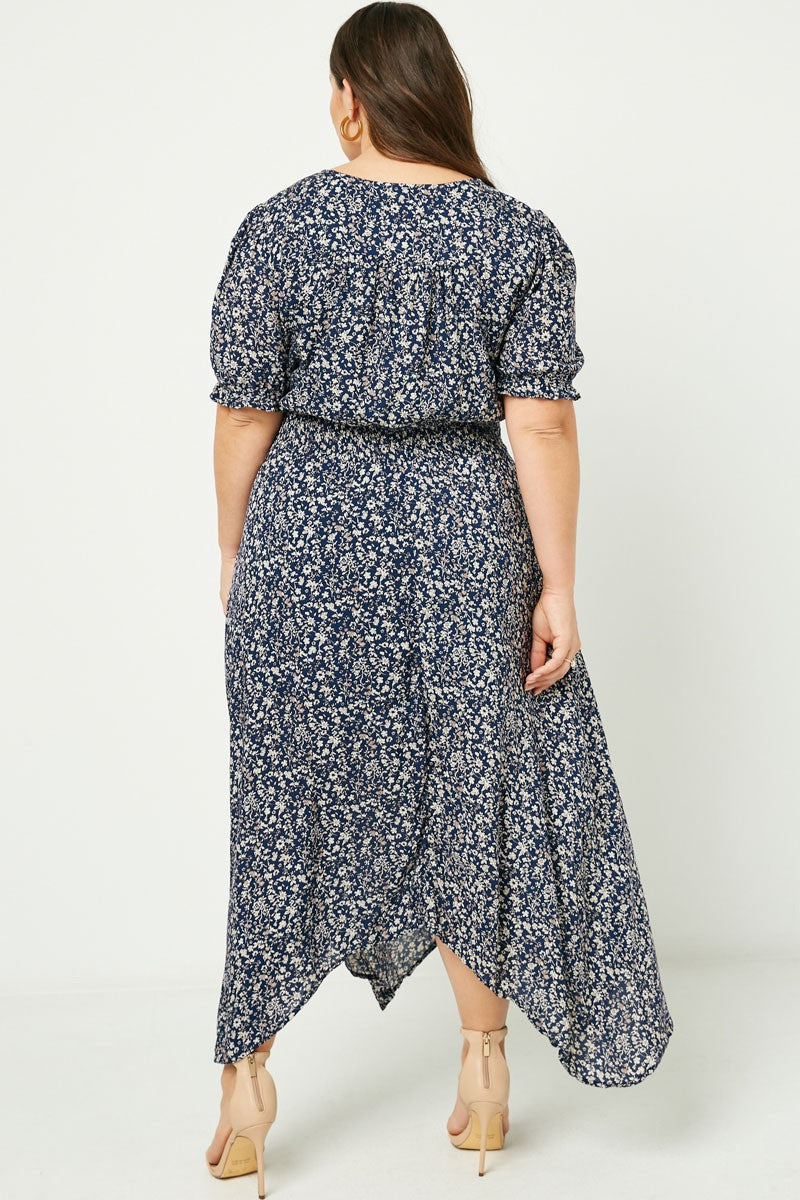 Floral Ruched Waist Maxi Dress Plus