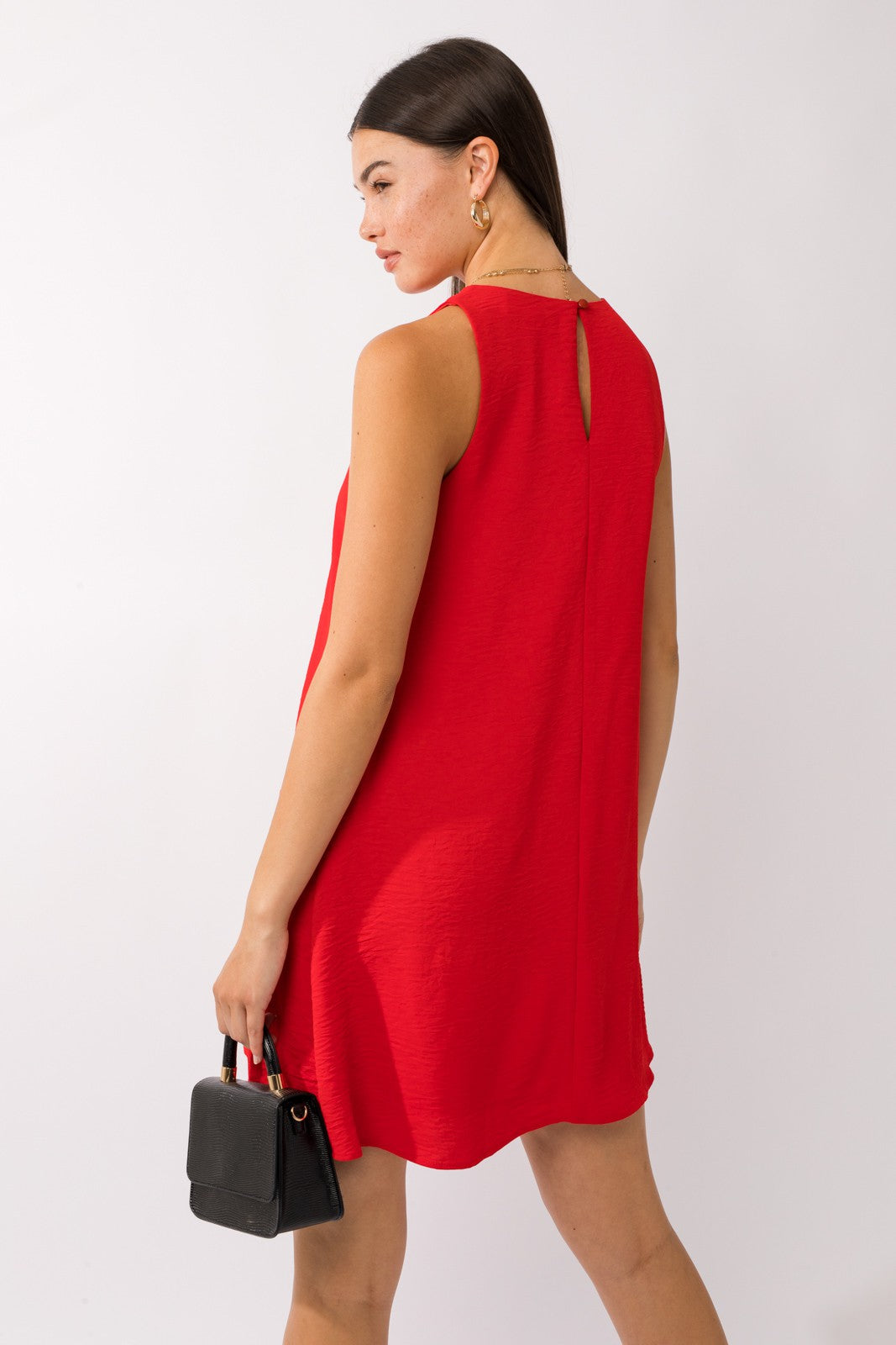 Swing Sleeveless Dress-Red