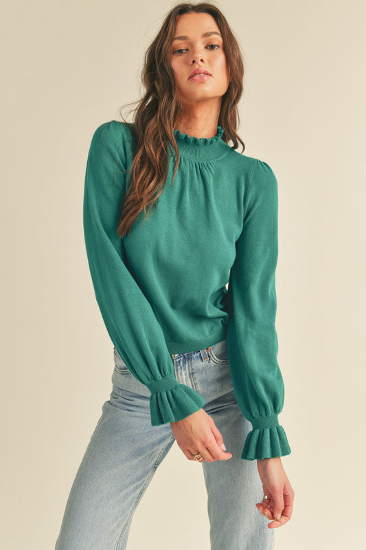 Ruffle Neck and Wrist Detail Sweater