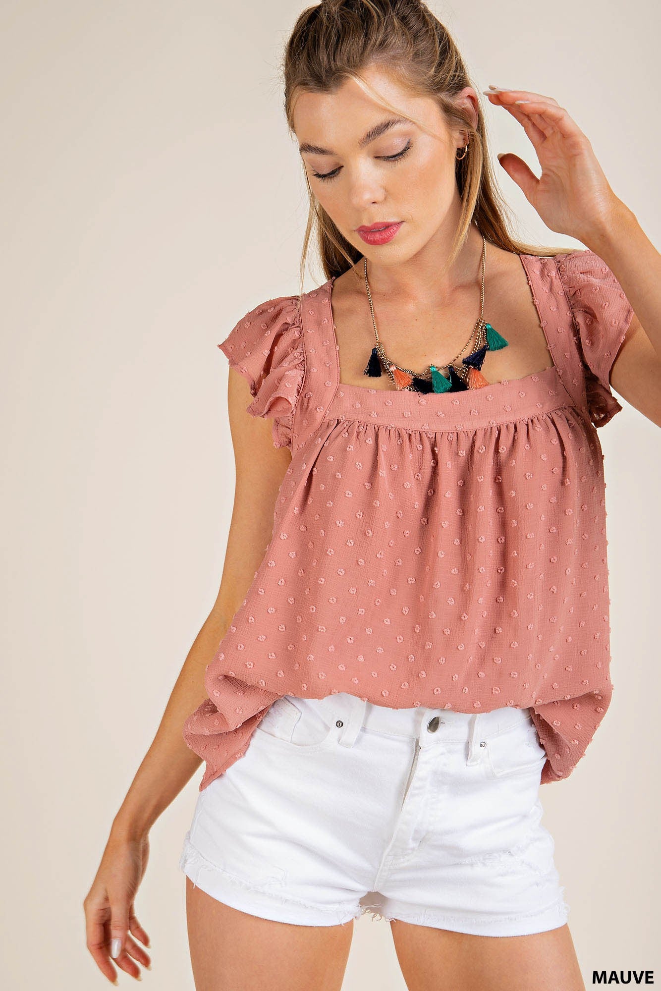 Ruffle Detail Cross Back Tank