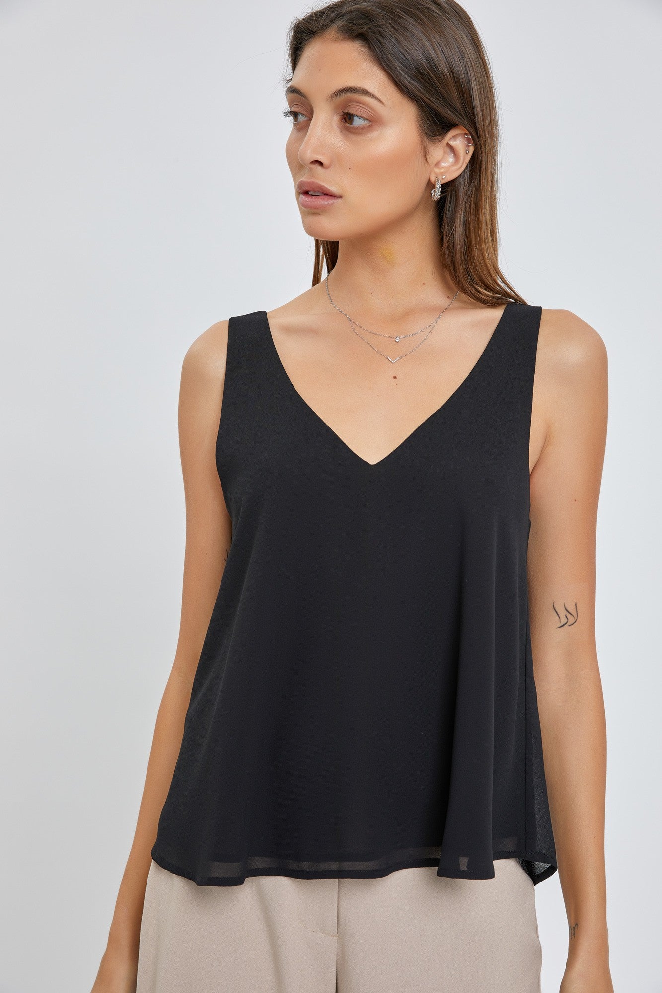 Flowy V Neck Chiffon Tank