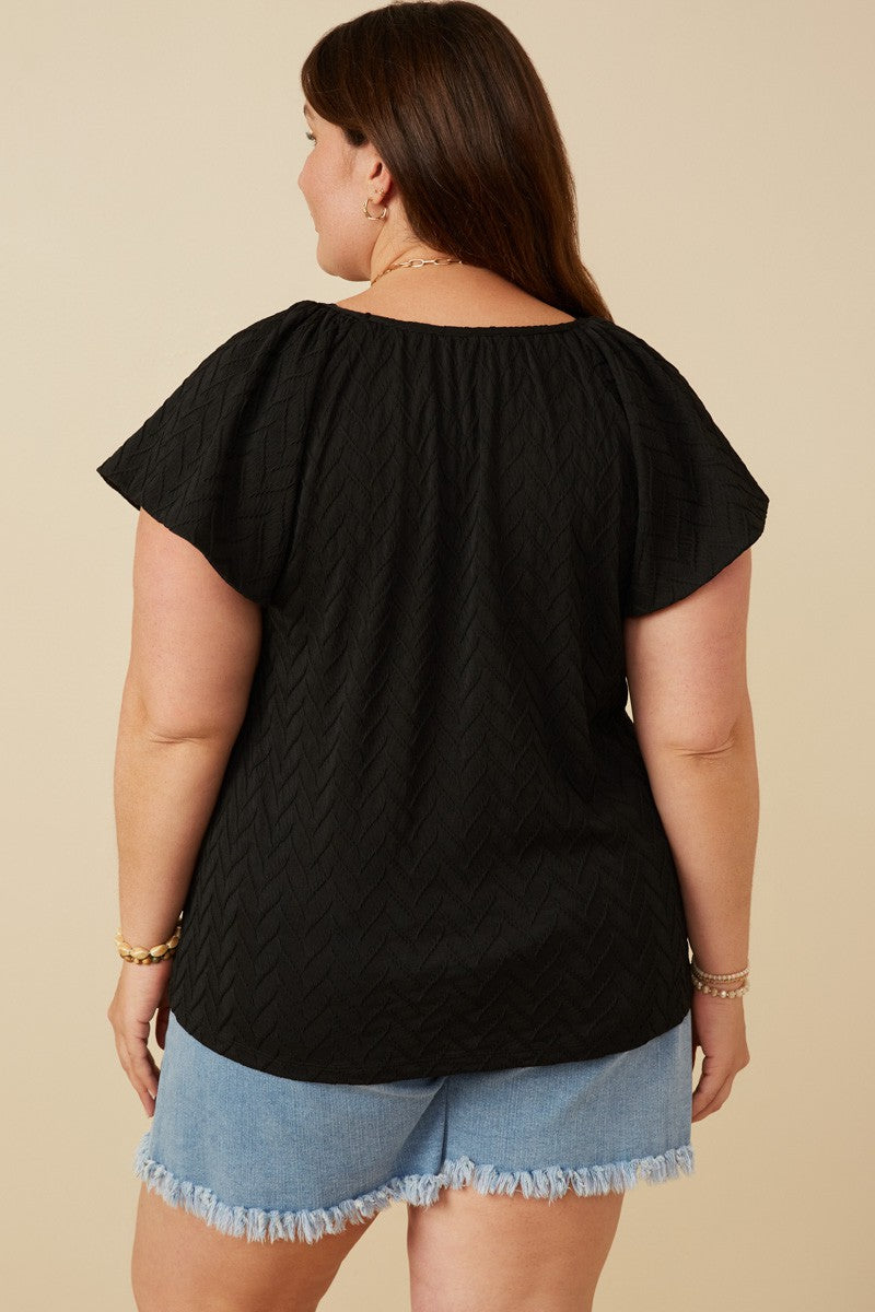 Plus Ruffle Textured Knit Top