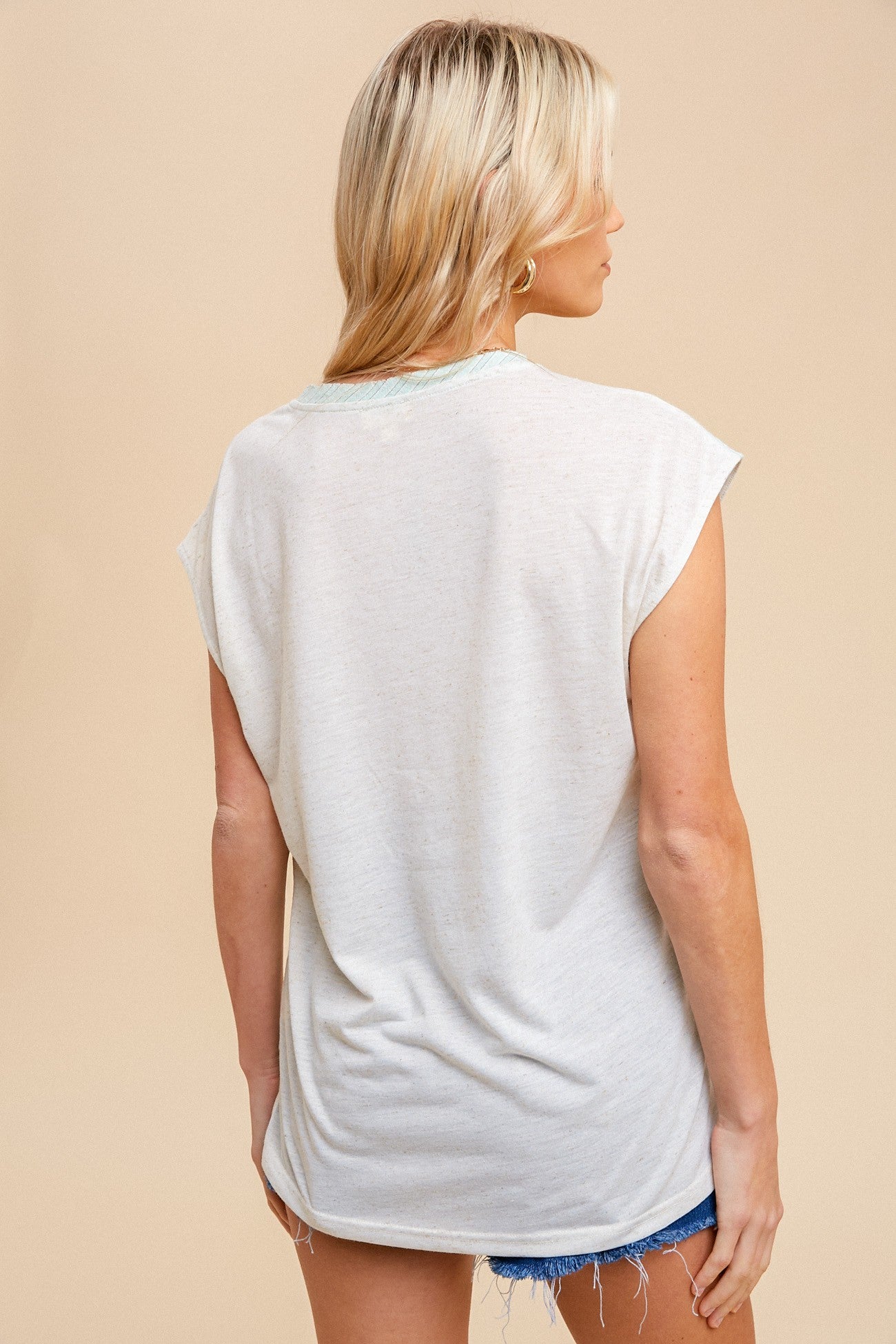 Raw Edge Linen Blend Tee