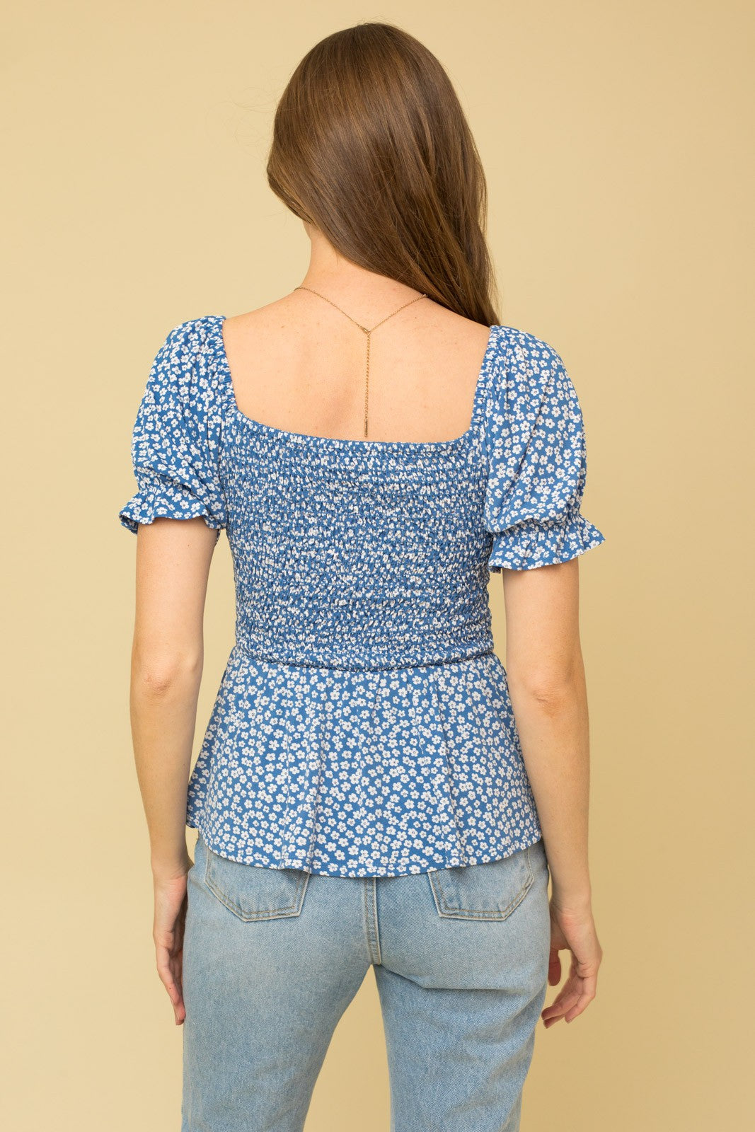 Short Sleeve Smocked Bodice Top