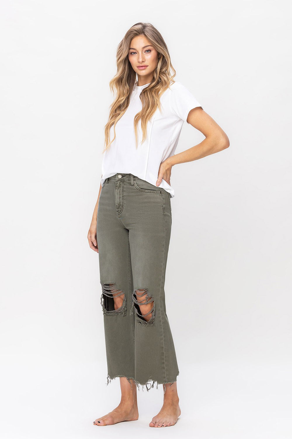 90's Vintage High Rise Crop Flare Vervet