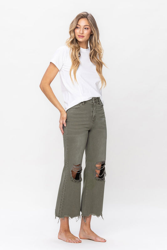 90's Vintage High Rise Crop Flare Vervet