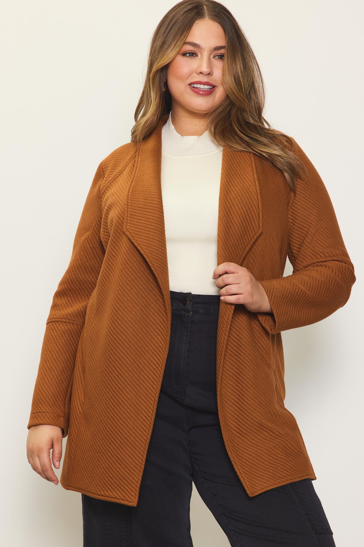 Plus Ribbed Layering Jacket