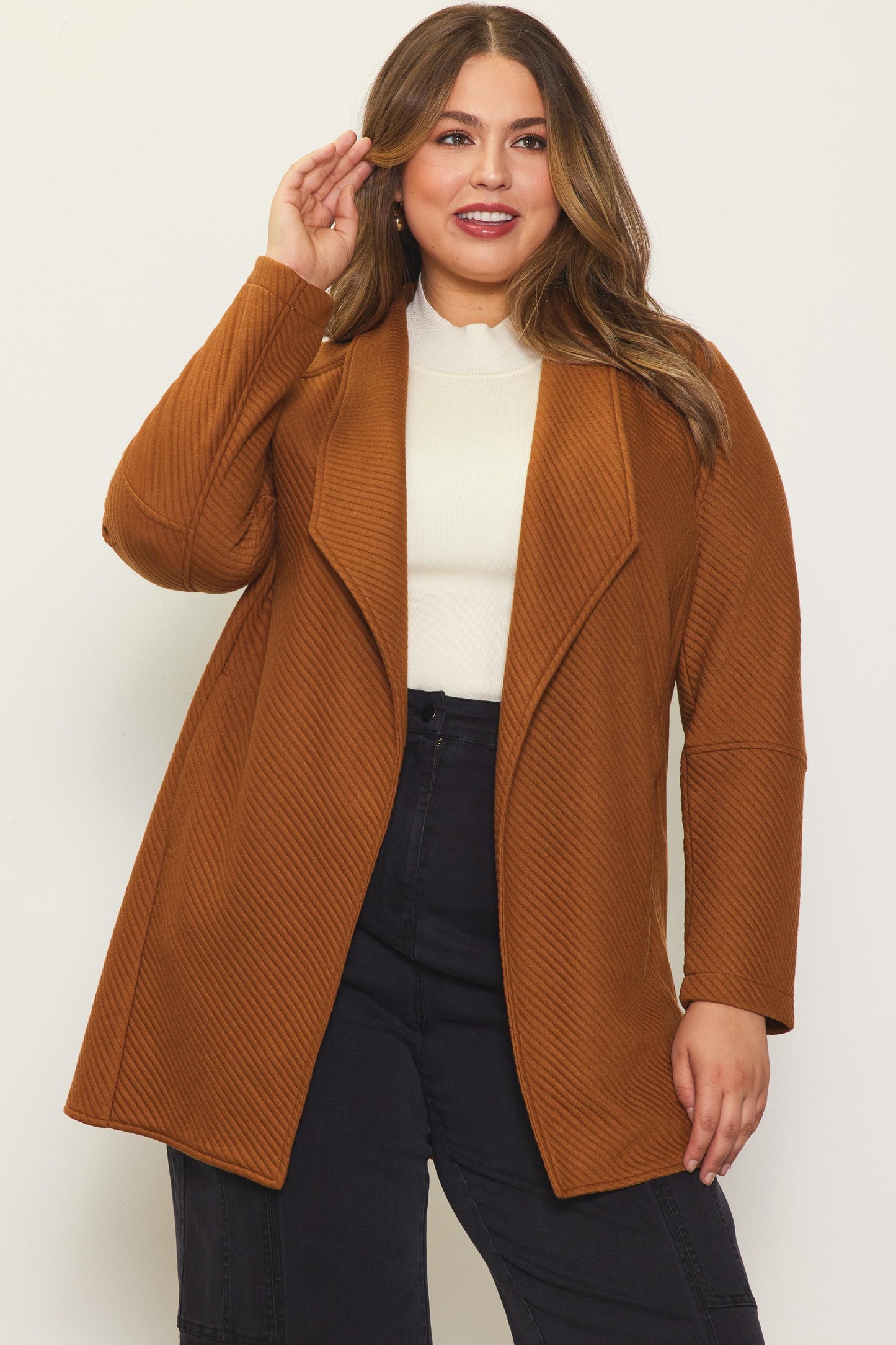 Plus Ribbed Layering Jacket