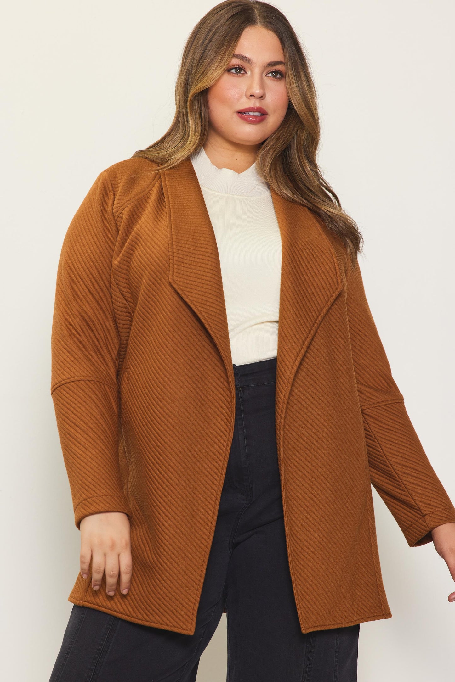 Plus Ribbed Layering Jacket