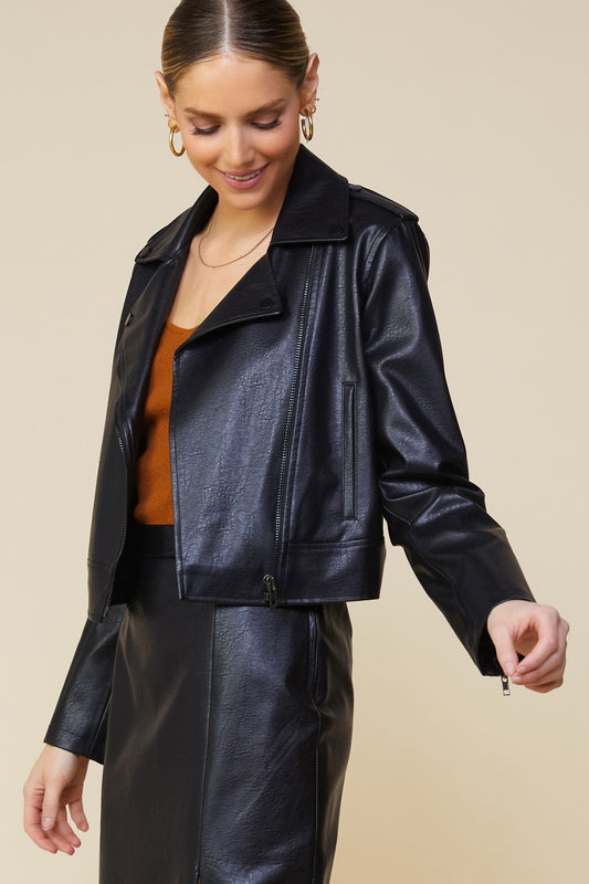 Vegan Leather Moto Jacket