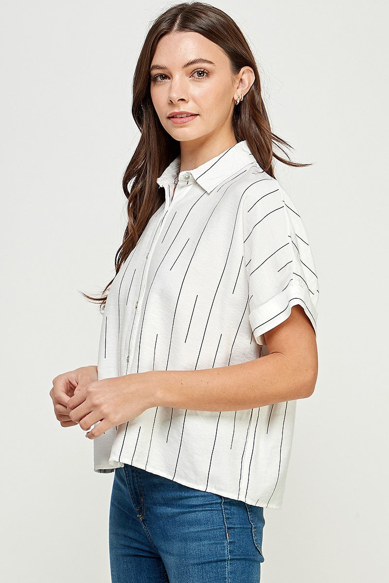 Printed Short Sleeve Button Down