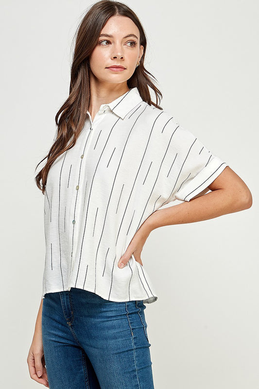 Printed Short Sleeve Button Down