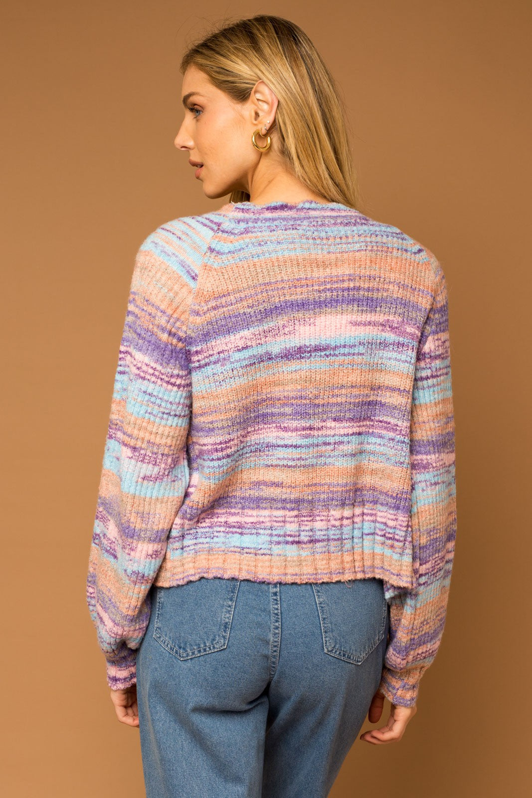 Multi Color Scallop Detail Cardigan