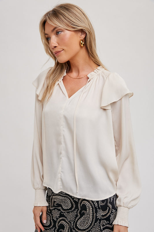 Ruffled Smocking Detail Blouse