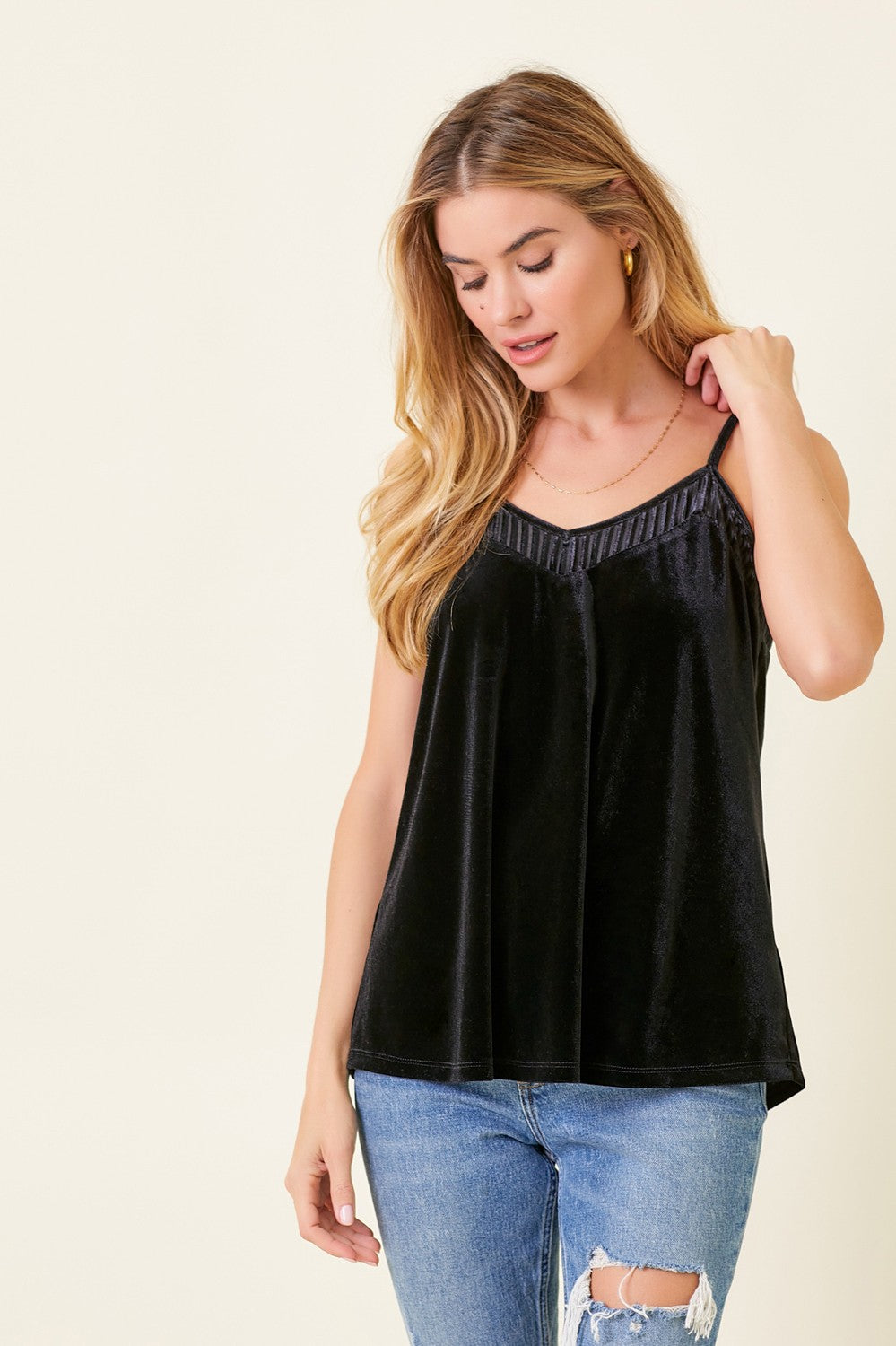 Mixed Velvet Cami Top