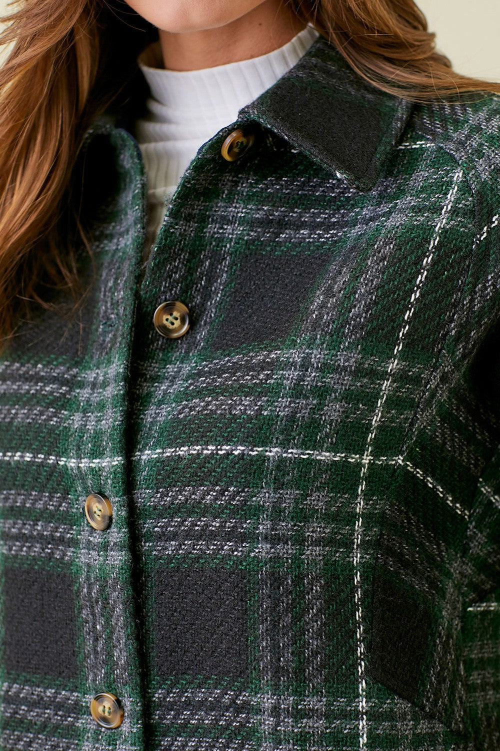 Plaid Shirt Jacket Navy Green