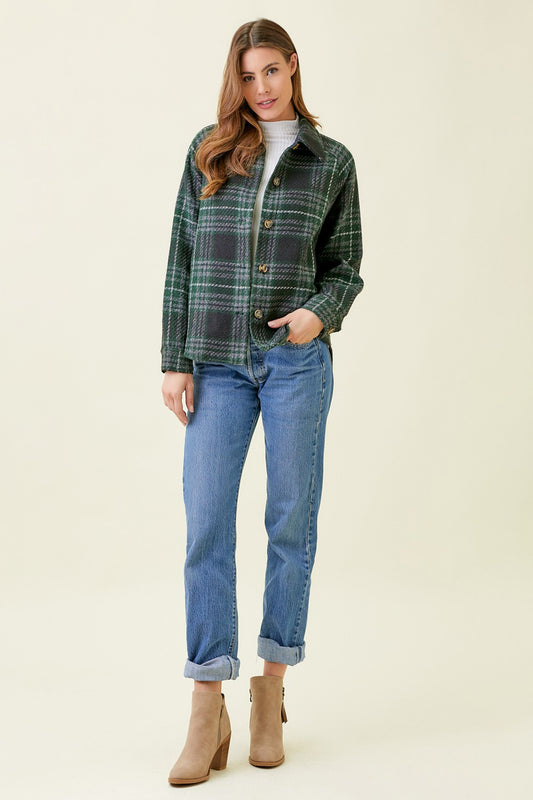 Plaid Shirt Jacket Navy Green