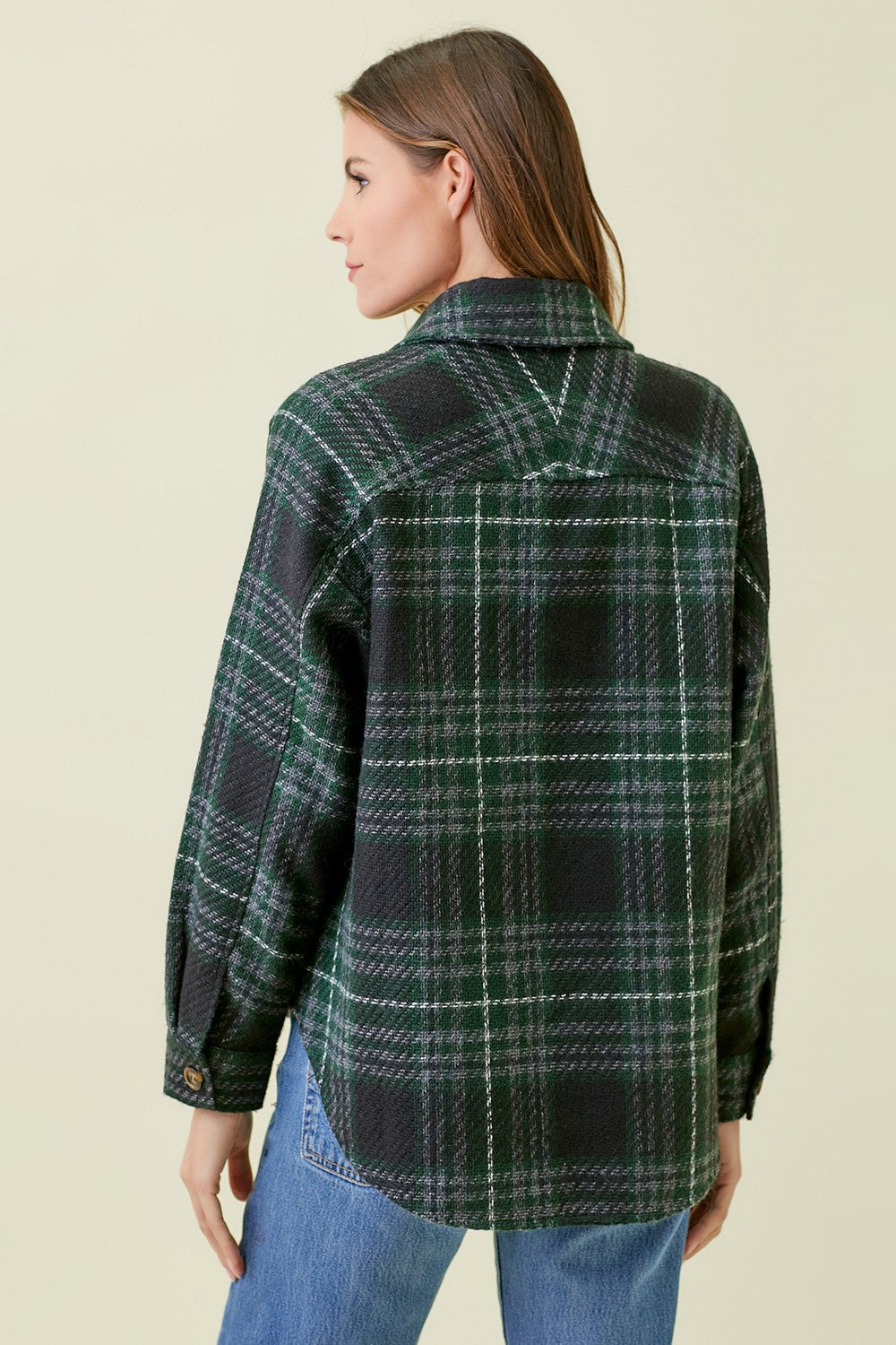 Plaid Shirt Jacket Navy Green