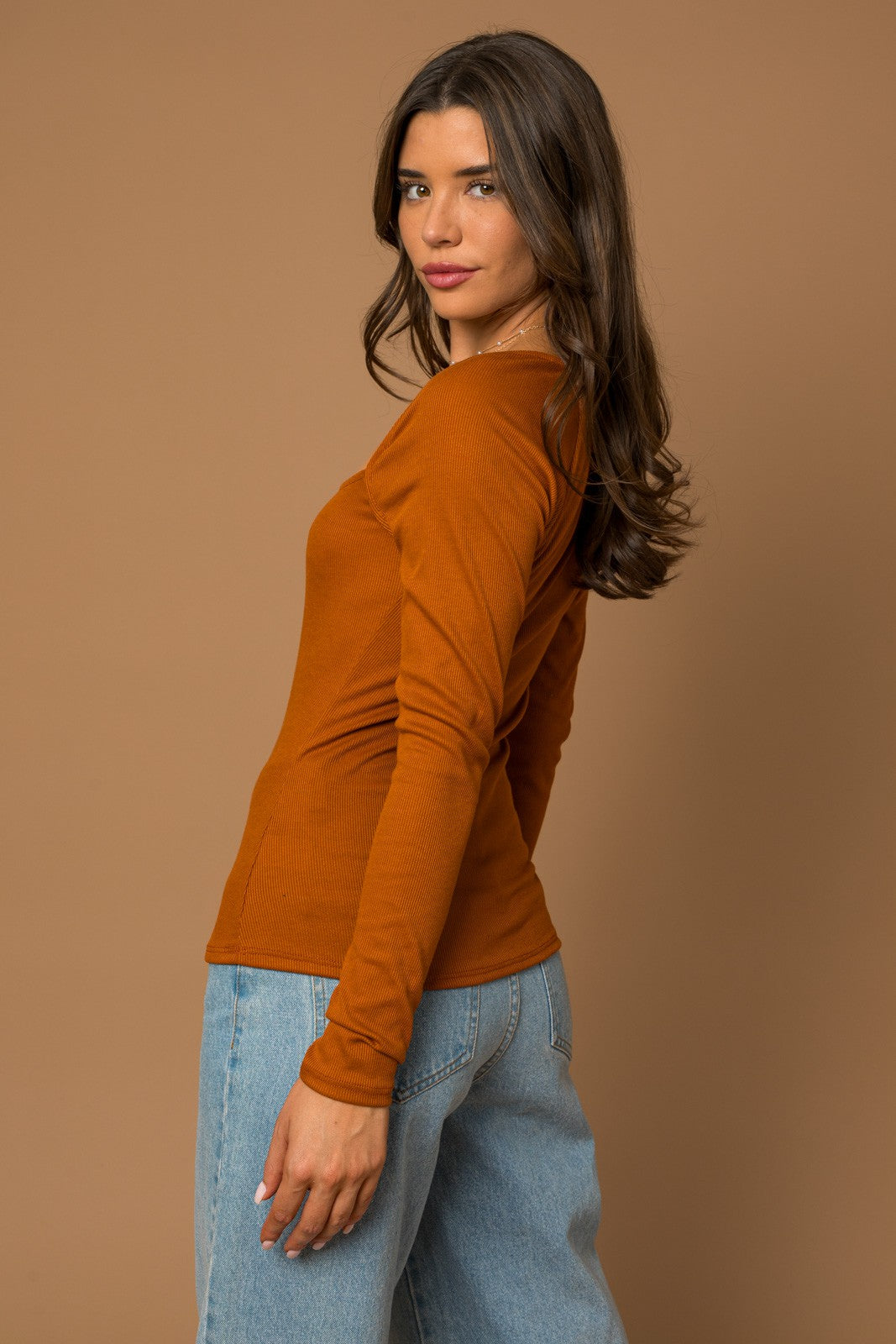 Ribbed Square Neckline Top