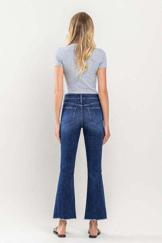 Loveret High Rise Raw Hem Kick Flare Jean