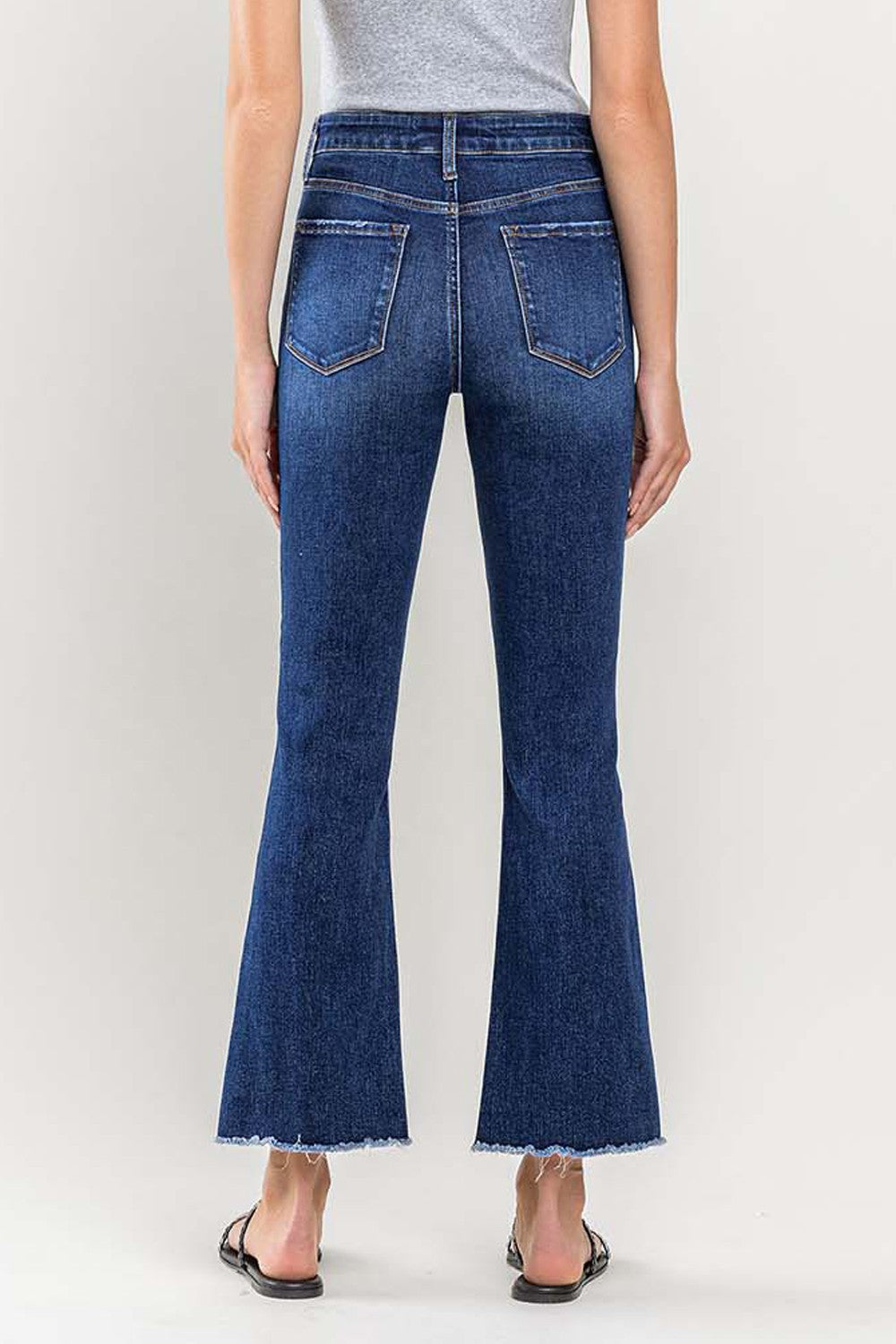 Loveret High Rise Raw Hem Kick Flare Jean