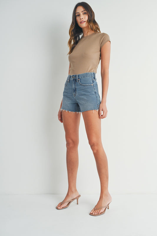 High Rise Fray Hem Short