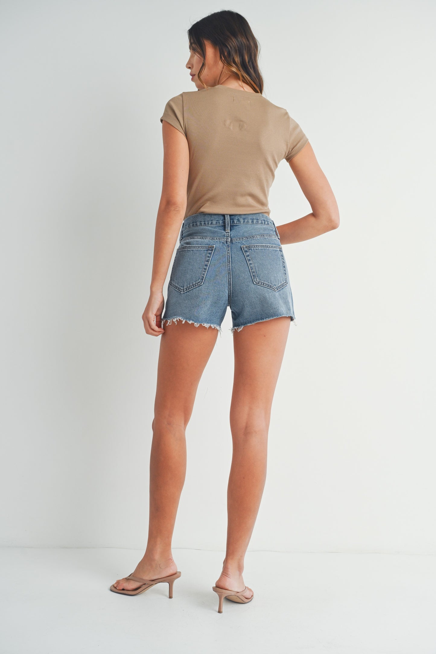 High Rise Fray Hem Short