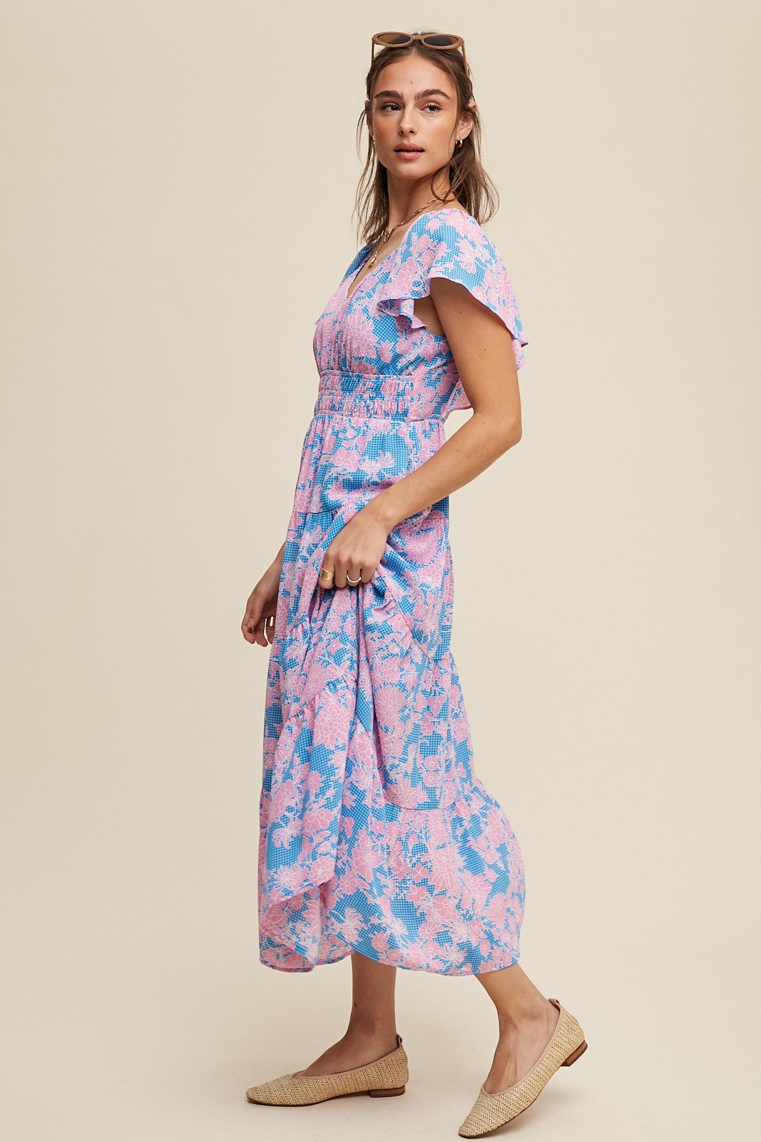 Printed Floral Dress with Ruffle Details