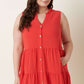 Button Front Sleeveless Dress- PLUS