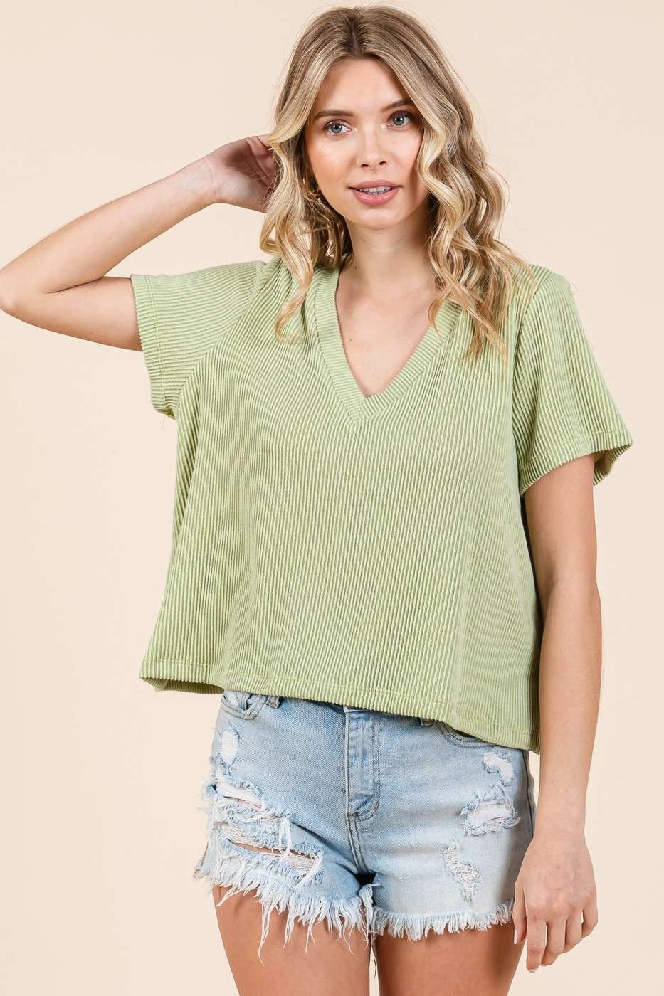 Rib Texture Boxy Tee