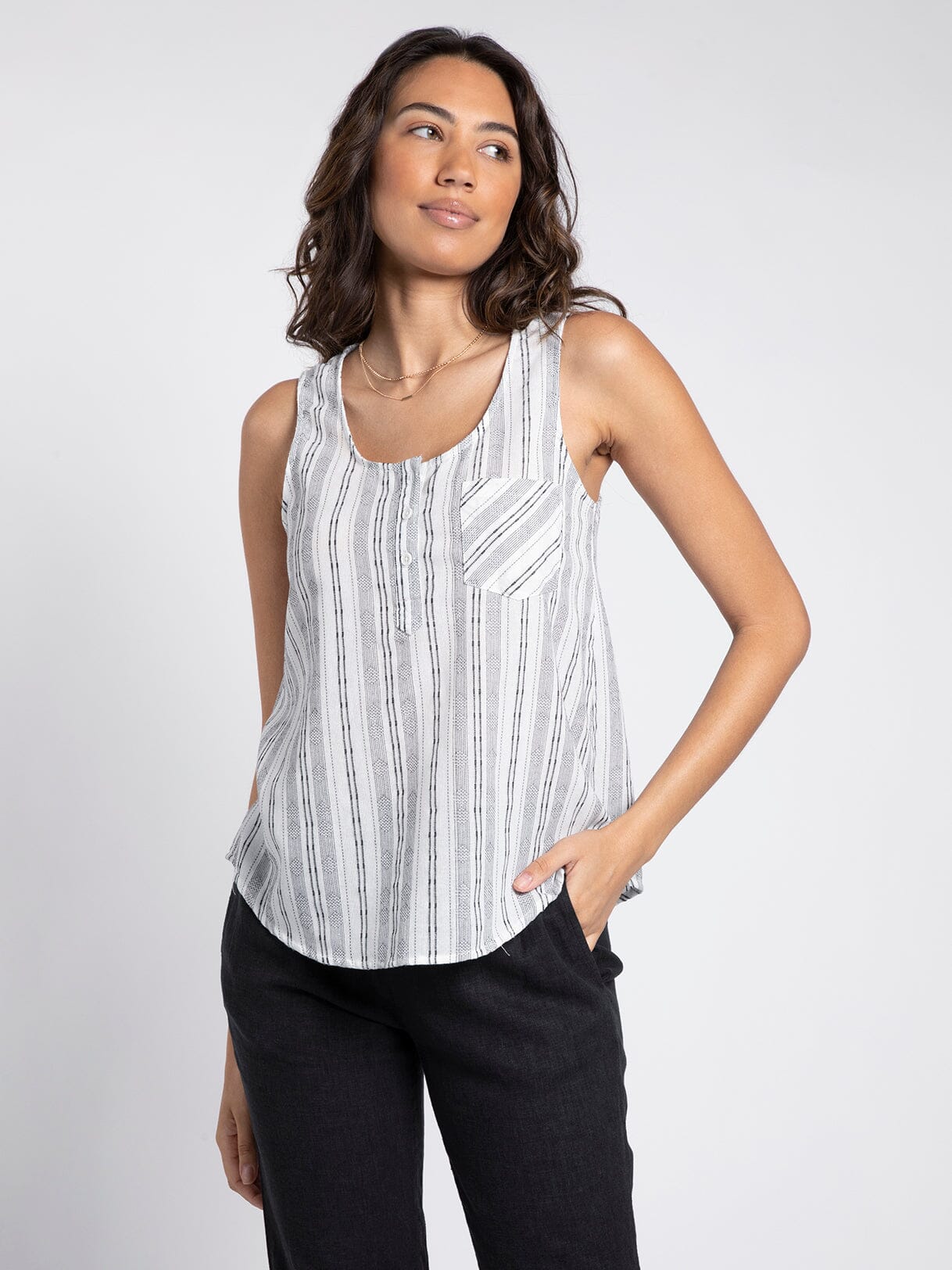 Thread&Supply Henley Striped Tank