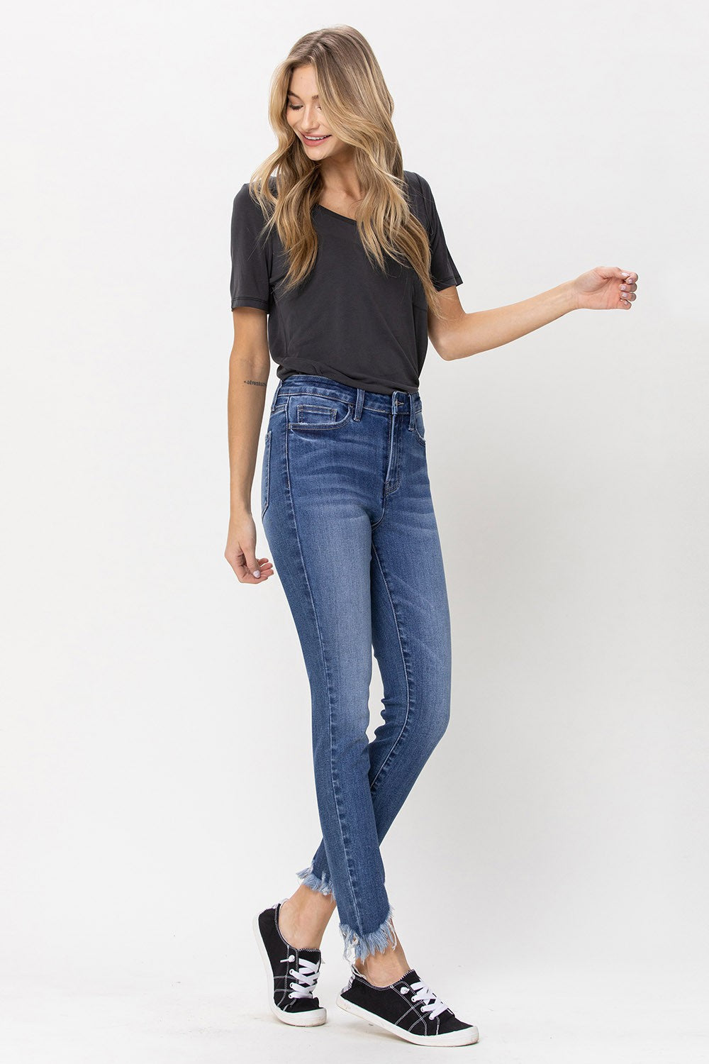 High Rise Skinny Crop with Fray Hem- Vervet