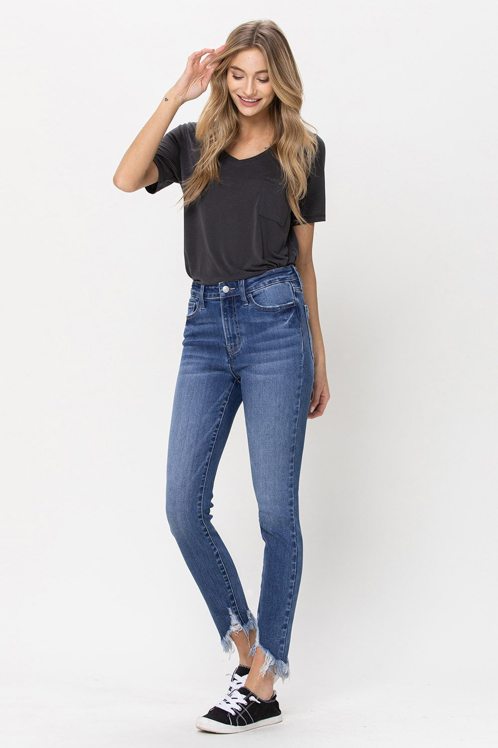 High Rise Skinny Crop with Fray Hem- Vervet