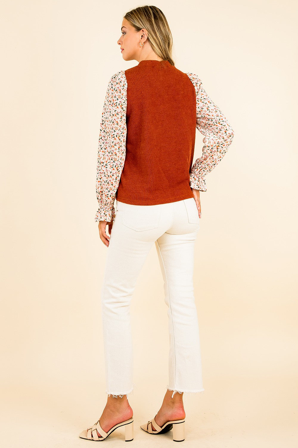 THML Flower Sleeve Knit Top