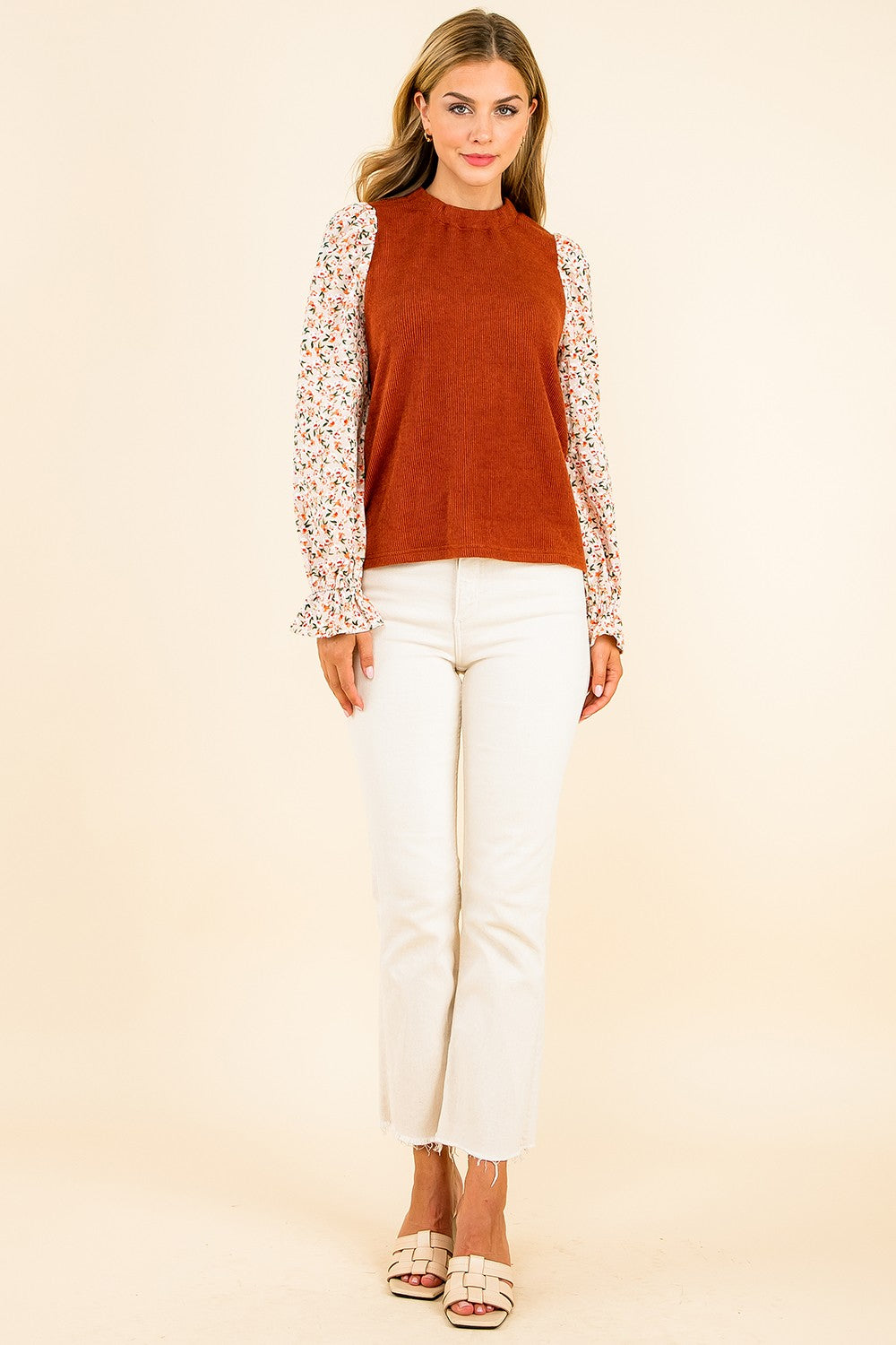 THML Flower Sleeve Knit Top